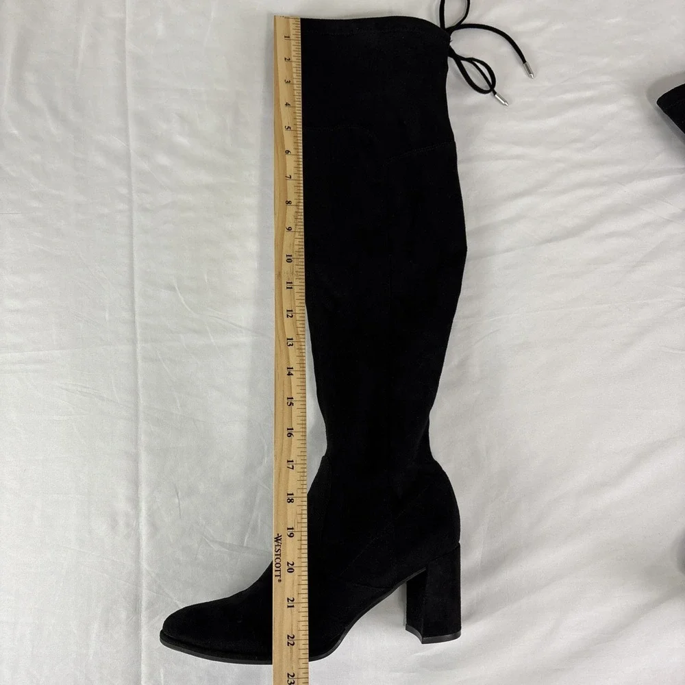 Marc Fisher Okun Over The Knee Black Faux Suede‎ Boots Size 7.5 M Preppy Western